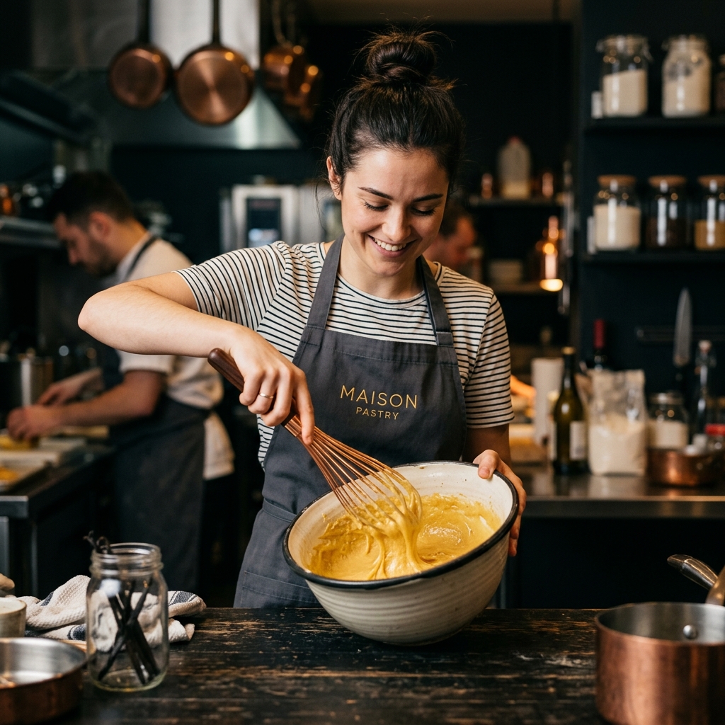 Copper-Handle Balloon Whisk in use